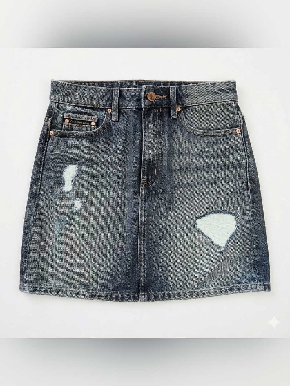 💎 Calvin Klein Jeans Distressed Denim Mini Skirt – Like New! Size 30 Waist